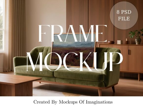Download Green Sofa &amp; Wood Frame Mockup Bundle - Frame mockup bundle Collection