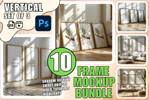 Download PSD Frame Mockup Bundle Set of 3 Frames - Frame mockup bundle Collection